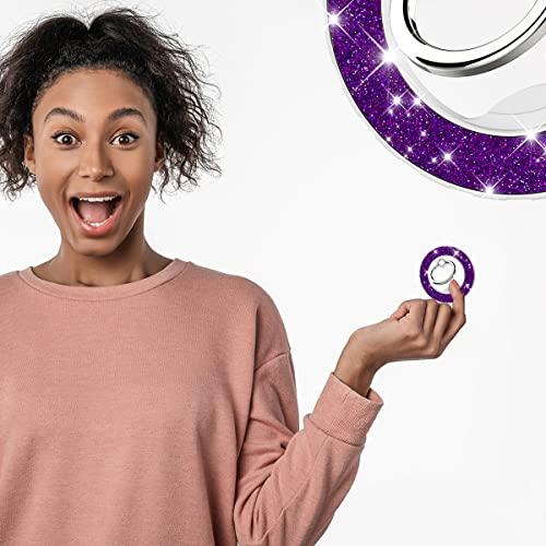 Magnetic Phone Ring Holder for magsafe, Glitter Magnetic Grip Compatible with iPhone 16 15 14 13 12 Pro max,Pro,Plus,Mini Mag Safe Accessories,Adjustable Kickstand,Deep Purple