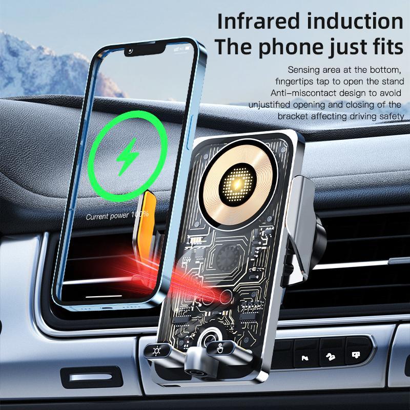 Car Air Vent Wireless Charger Phone Holder, 66W Fast Charging Car Phone Holder with Infrared Sensor, Dual Touch Control Design Car Navigation Bracket