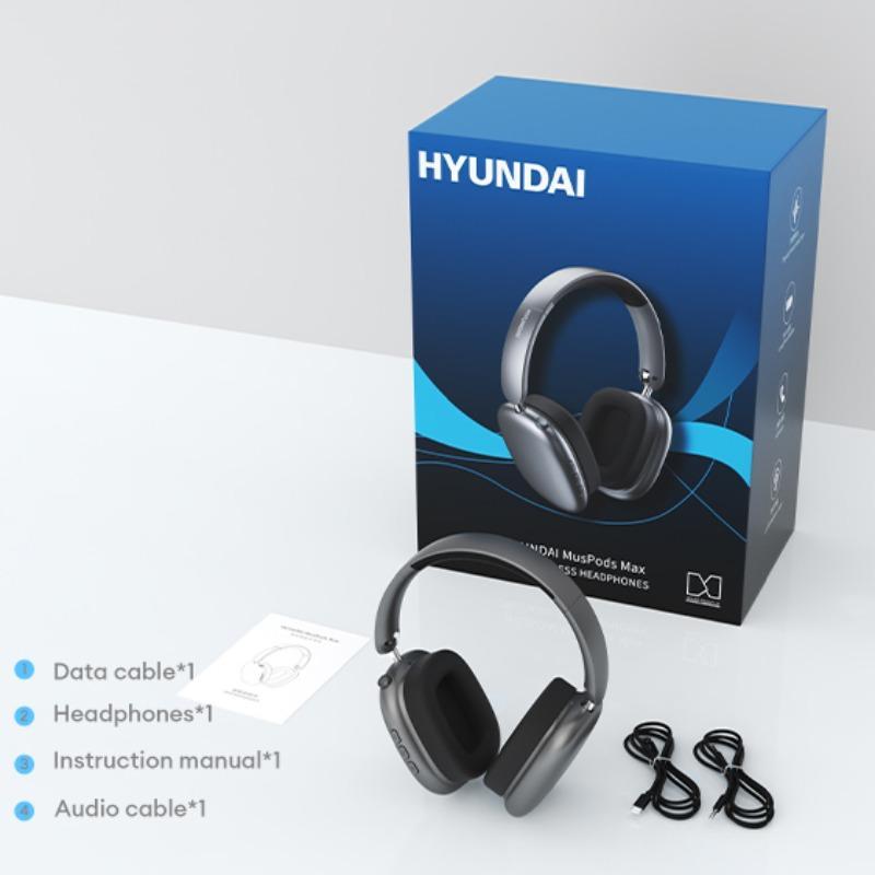 HYUNDAI MusPods-Max Wireless Headphones, 1 Count Minimalist Design Intelligent Noise Cancelling Headphones, Bluetooth-compatible 5.4 Low Latency Headphones