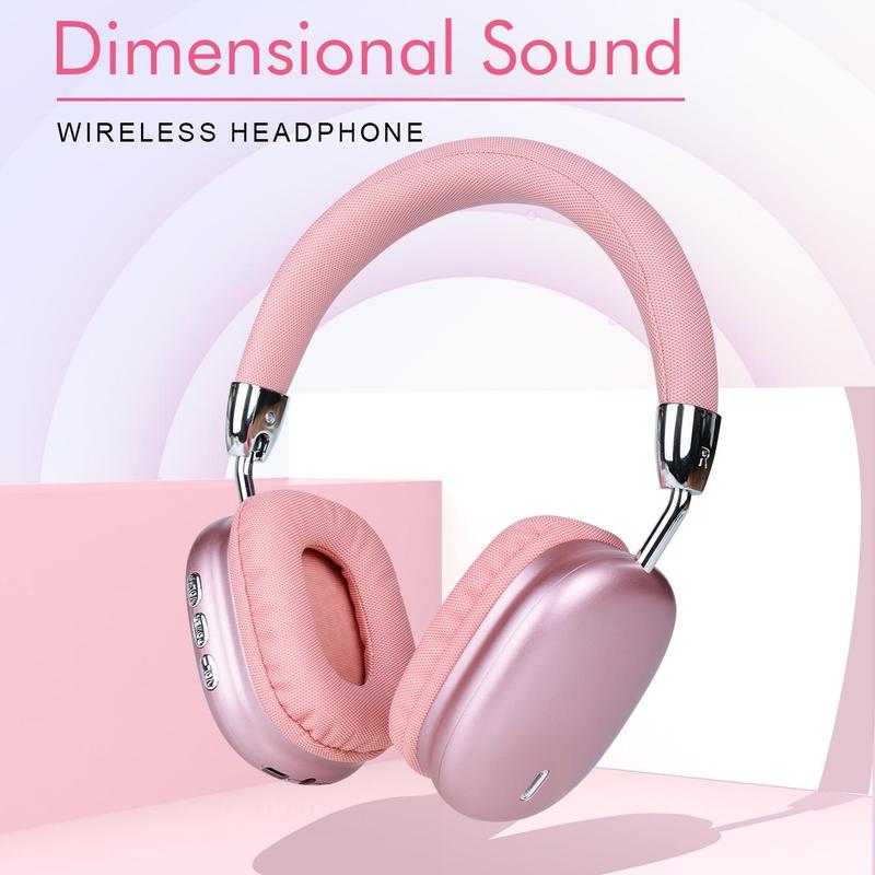 Wireless Over-ear Headphone, Retractable & Foldable Headset with Mic, Noise Cancelling Headphone for Gaming & Sports