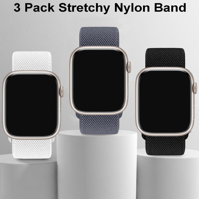 Elastic Nylon Watch Band (Band Only), Adjustable Sports Elastic Single Loop Watch Band for Women Men, Replacement Watch Band, Suitable for iWatch Series Ultra2 Ultra1 SE 9 8 7 6 5 4 3 2 1