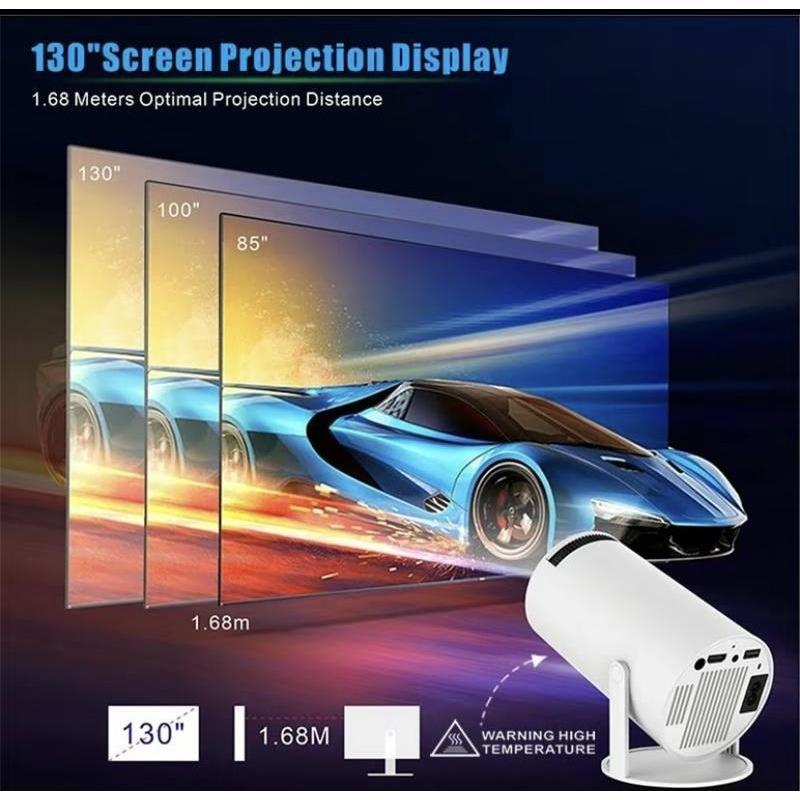 Portable 4K UHD Projector, 180° Rotatable WIFI6 Bluetooth5.0 Projector, Multifunctional Projector for Home Theater, Outdoor, Presentations Audio Crystal Audio Crystal Durable Rechargeable