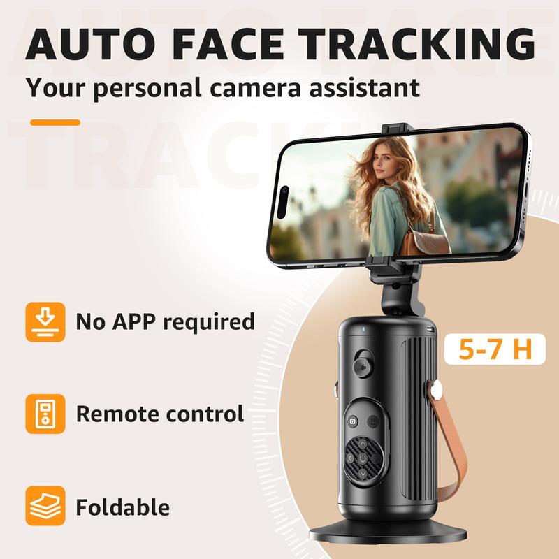 Smart AI Selfie Stabilizer, Rechargeable Foldable Phone Gimbal Selfie Stick, 360° Rotatable Live Streaming Selfie Stabilizer, Desktop Phone Holder