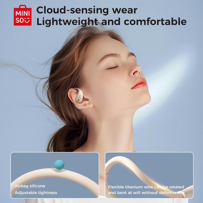 Christmas MINISO Wireless Earphone, Open-ear Design Earbuds with Charging Case, Low Latency Wireless Headphone, Stereo Sound Bluetooth-compatible Earbuds for Mobile Phone