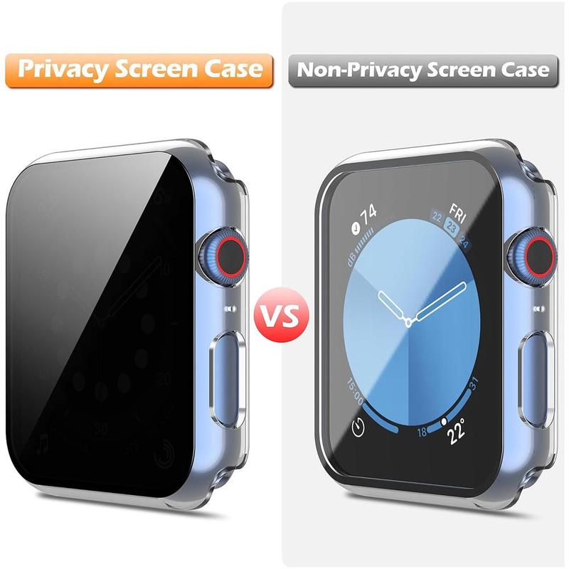 Privacy Screen Protector Compatible with Apple Watch Series 9 8 7 6 5 4 SE SE2 Ultra Ultra 2 (Protector Only), Anti-spy Screen Protector, Full Coverage Hard PC Protective Cover