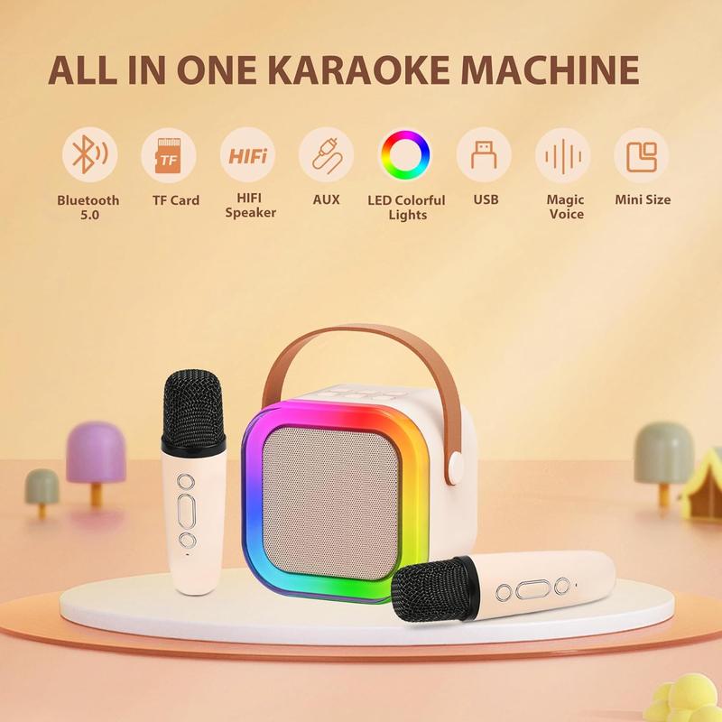 Karaoke Machine for Kids Adults, Mini Karaoke Machine with Wireless Microphone, Portable Bluetooth Speaker with Voice Changing Effects Audio Compact