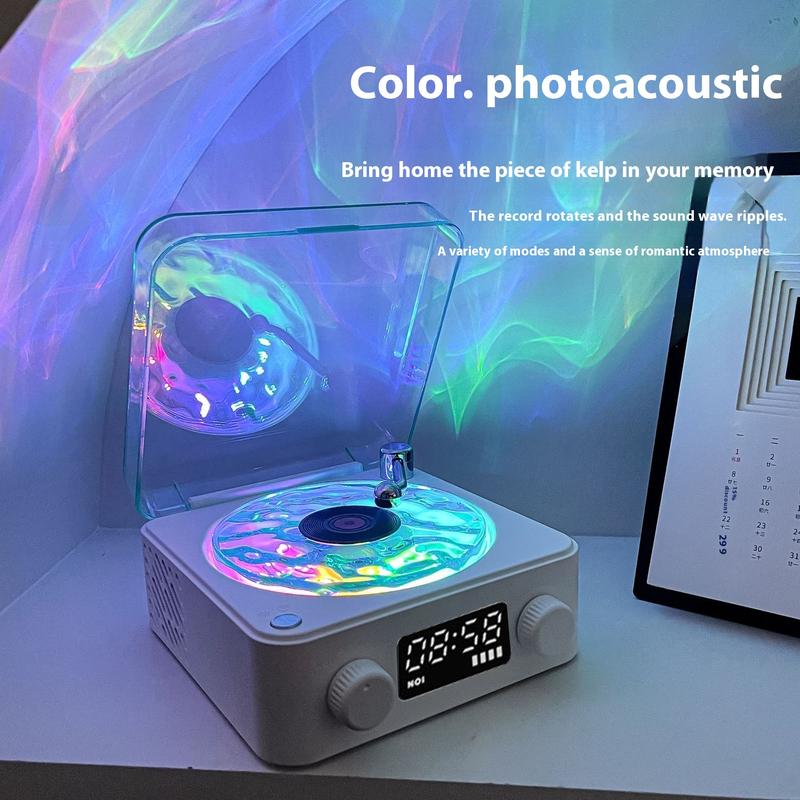 Portable Bluetooth speakers with adjustable RGB lighting-audio wireless retro vinyl speaker Aqua vinylspeaker Bluetooth vinyl compact durable streaming smartphone