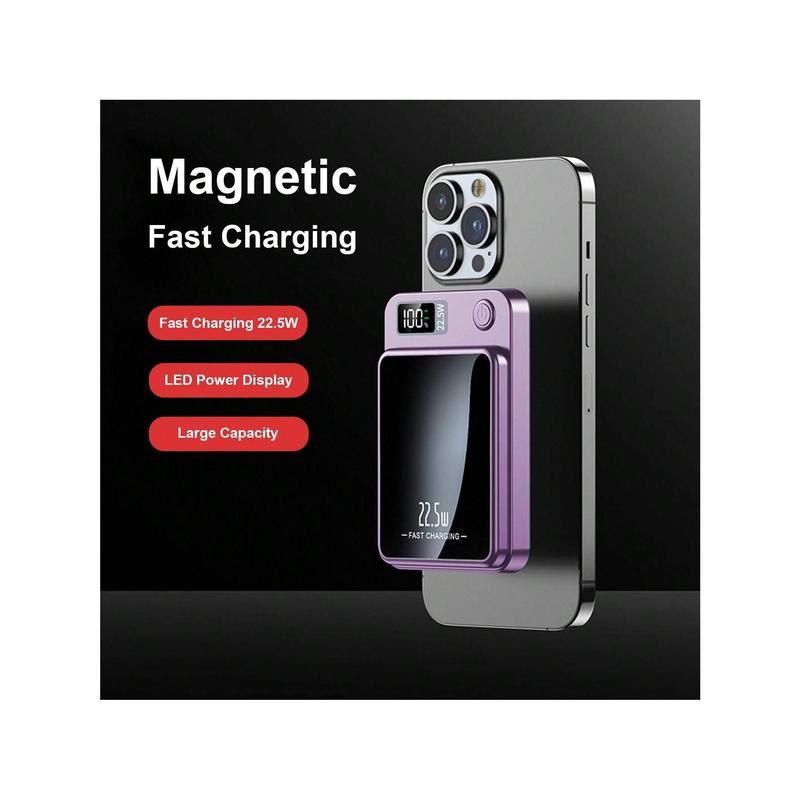 20245000 Milliampere Magnetic Absorption Wireless Charging Bank 22.5W PD20W, 5000mAh Magnetic Portable Charger, Wireless Power Bank , 10000mAh Battery Pack Compatible With IPhone 15 14 13 12 Series And For AirPods 1 2 Pro And More