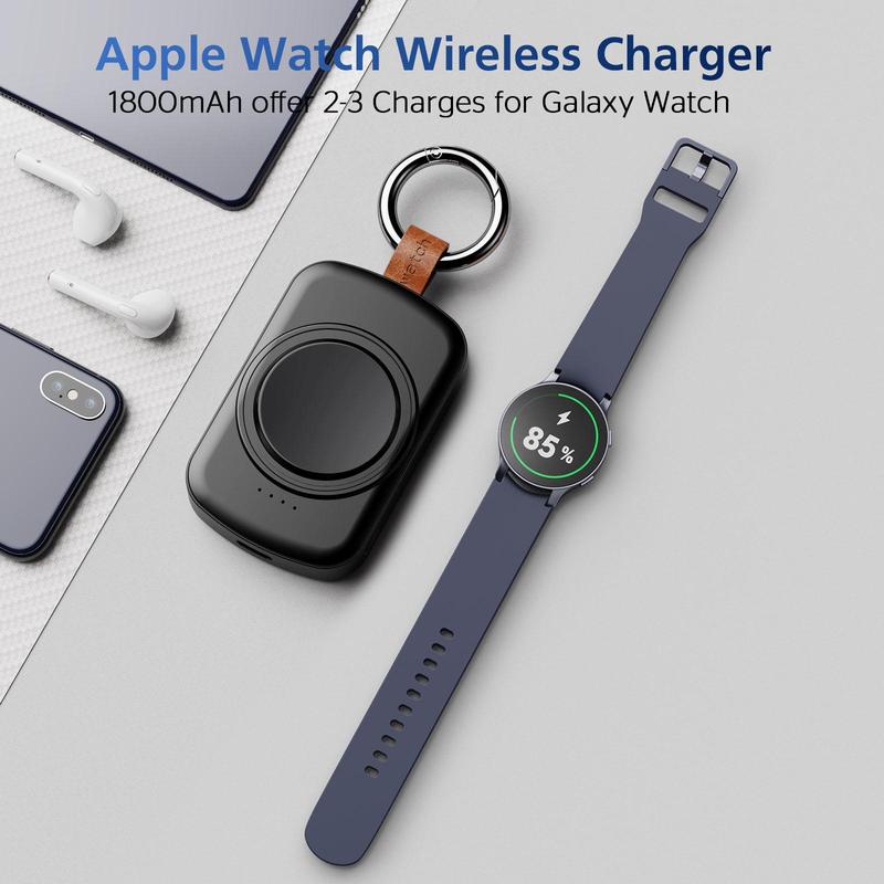 Portable Watch Charger, 1800mAh Watch Charger with Keychain, Watch Charging for Samsung Galaxy Watch 7 Ultra 6 Classic Active 2