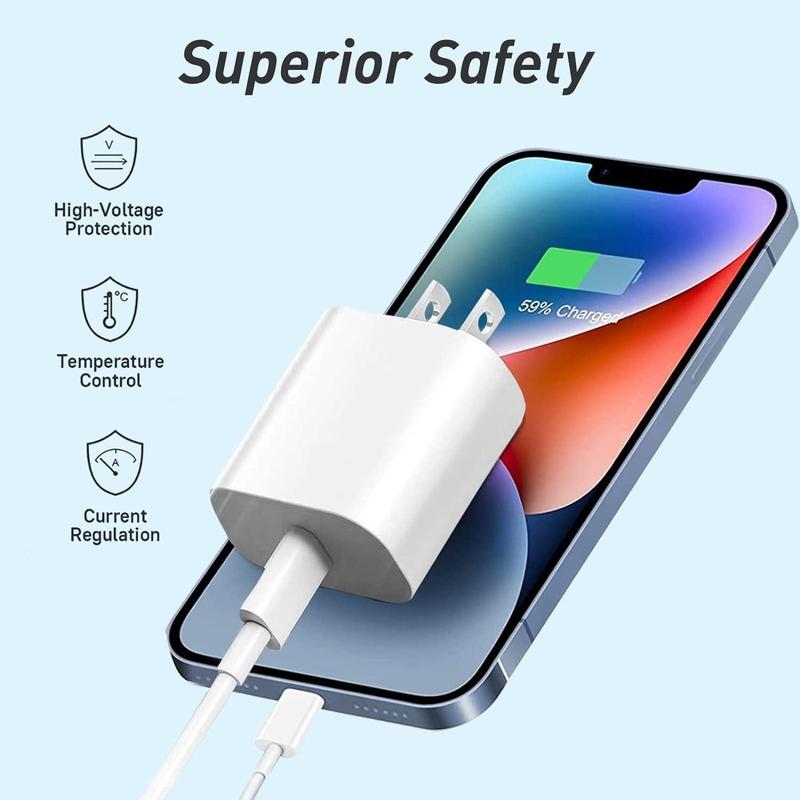 Nyzfexk 4Pcs 20W Fast Charger with 6FT 10FT USBC to Lightning Cable for iPhone 14 14 Plus 14 Pro Max, 13 12 11 Mini XS X iPad Mobile Smartphone