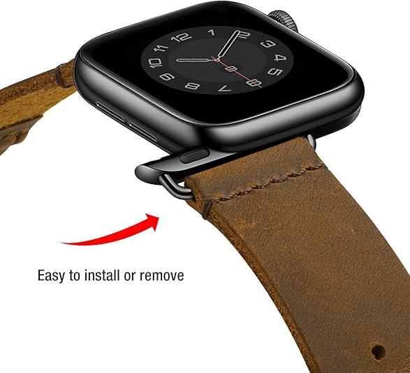 Vintage Leather Bands Compatible with Apple Watch Band 38mm 40mm 41mm 42mm 44mm 45mm 49mm,Genuine Leather Retro Strap Compatible for Men Women iWatch Ultra SE Series 8 7 6 5 4 3 2 1 Accessories Wearable