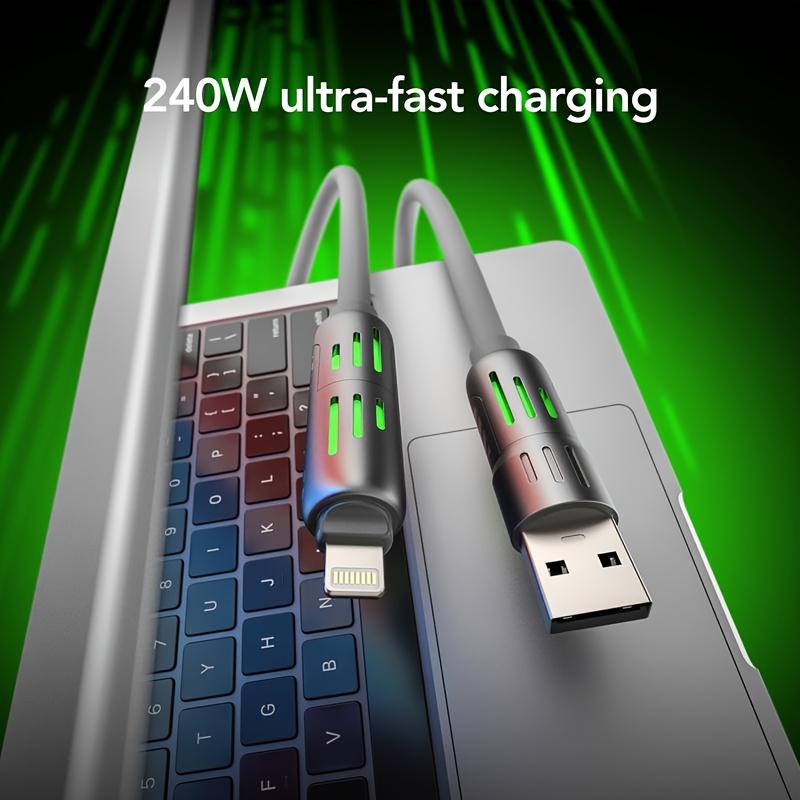 4-in-1 USB Charging Cable Silicone Cable, MAX 240W Fast Charging Charger Cable, with USB A+Type C+Lightning, Multiple Fast Charging and Data Sync, Fast Transmission Cable tablet ipad Multifunctional USB-C data sync usb-c data cable