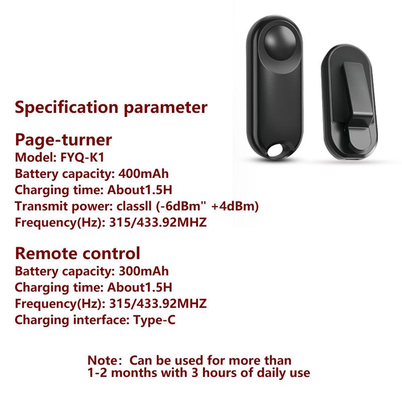 RF Remote Control Page Turner for Kindle, iPad, Kobo, Accessories for Reading Comics Novels, Photos & Video Camera Recording Remote