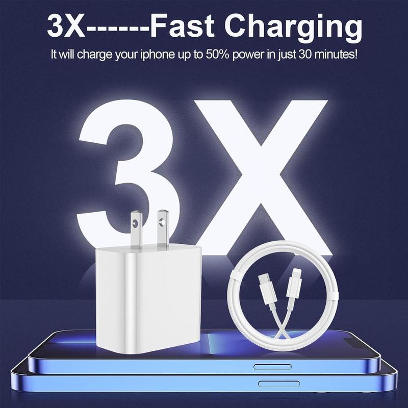 Nyzfexk 4Pcs 20W Fast Charger with 6FT 10FT USBC to Lightning Cable for iPhone 14 14 Plus 14 Pro Max, 13 12 11 Mini XS X iPad Mobile Smartphone