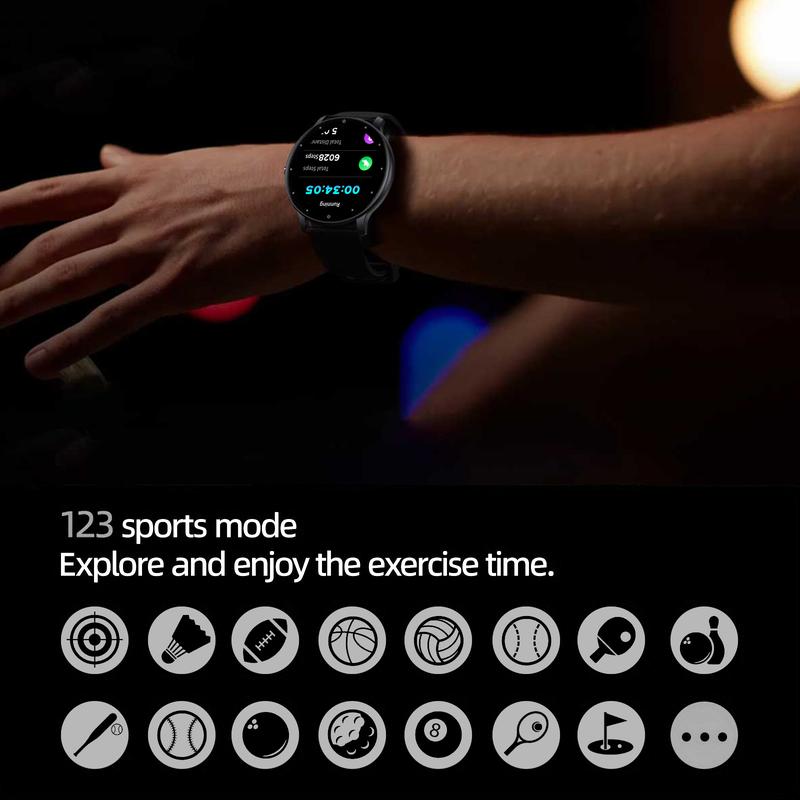 Smart Watch with Male and Female Camera Control, Wireless Calling, Sports Smartwatch Silicone Strap for Sports Watch, Wearable Smartphone Watch