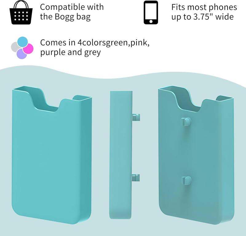 Silicone Phone Holder Compatible with Bogg Bag,2Pcs Soft Silicone Charm Insert Accessories and Attachment for Bogg Beach Bags,  Size Fits for iPhone and Android Phones-Turquoise