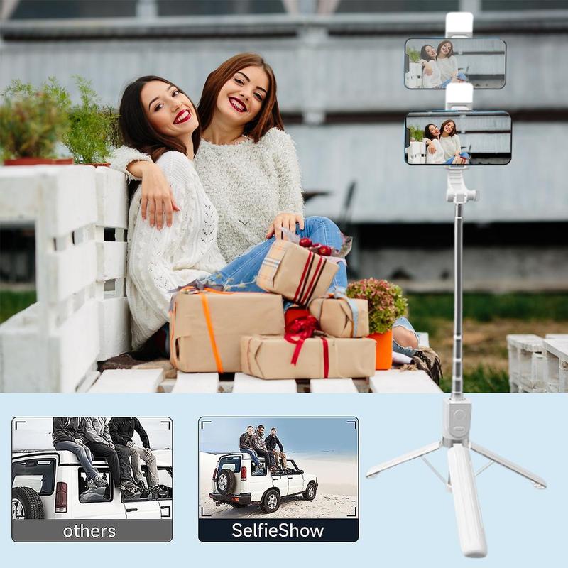 Portable Selfie Stick Tripod, Selfie Stick with Fill Light, Outdoor Selfie Tripod with Remote Control, Mobile Phone Accessories for Outdoor Travel