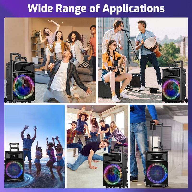 Karaoke Machine with 2 Wireless Microphones, Bluetooth Speaker, and Portable PA System – Includes FM Radio and 12