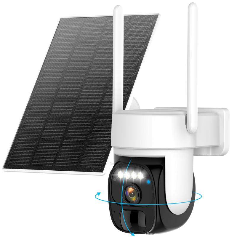 Solar Security Cameras Wireless Outdoor ，2K 360° View Pan Tilt Low Power Consumption WiFi Security Cameras with AI Motion Detection, Two-Way Audio,Color Night Vision cctvcamera Rechargeable Surveillance wireless securitycamera