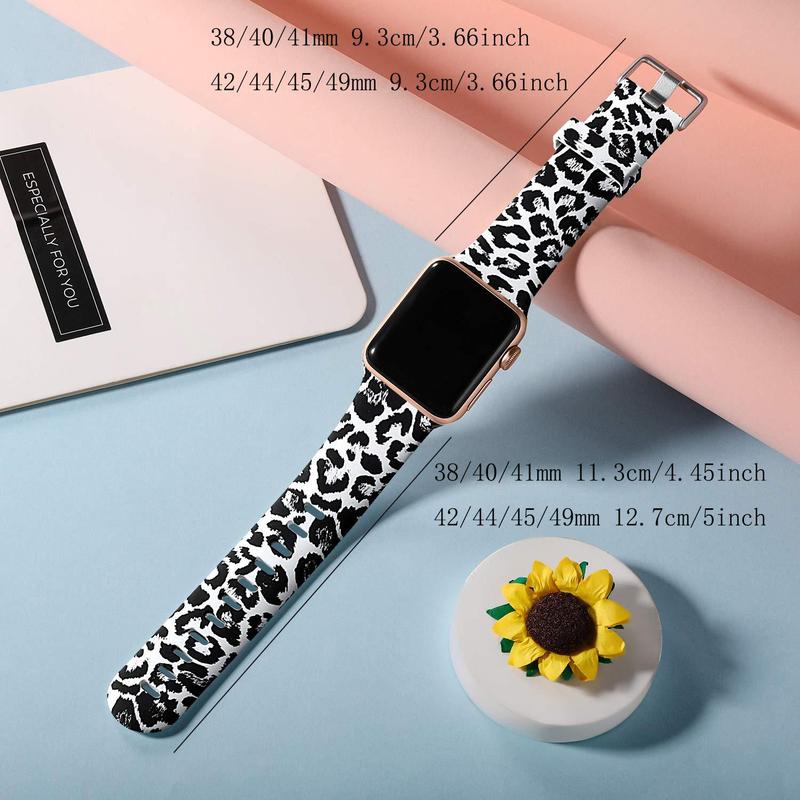 Fashion Leopard Pattern Watch Band (Band Only) (2 Counts), Smart Watch Replacement Band for Women & Men, Wearable Accessories for Apple Watch Series 9 & Ultra 2 & SE & Ultra & Series 8 7 6 5 4 3 2 1