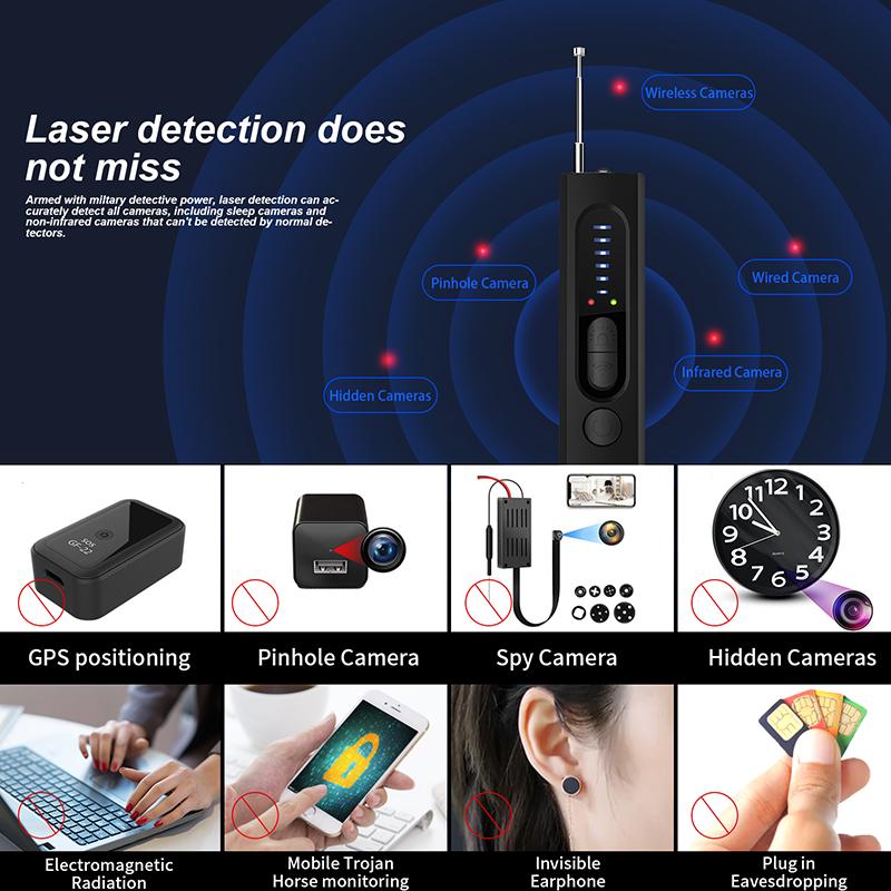 Hidden Camera Detectors, Anti Spy RF Detectors, Bug Detectors, Camera Detectors, GPS Detectors,5 Levels Sensitivity, 4 Professional Modes,30H Working Time Lens  Magnetic  Lens Security