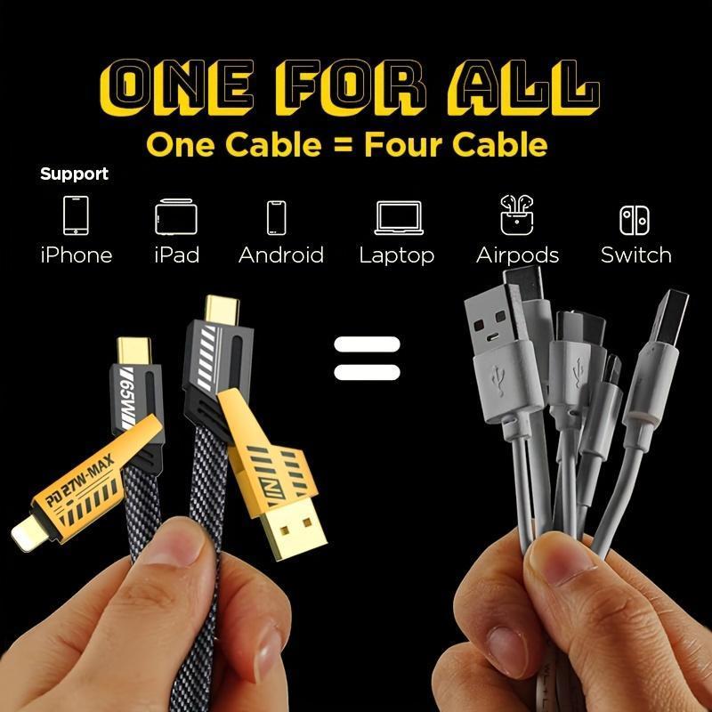 Whatook 4 in 1 charging cable, fast charging, dual head Type C USB for iphone, ipad, Samsung