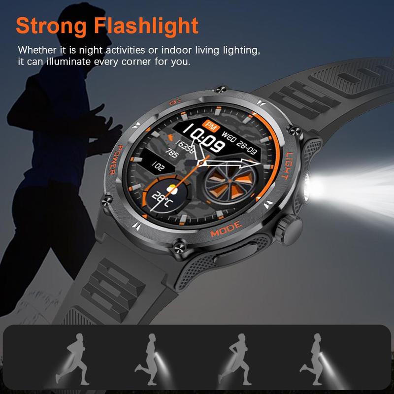 1.53 Inch Multifunctional Smart Watch, Fashion Digital Watch with Compass & Flashlight, Sports Fitness Tracker Smartwatch for Android iOS