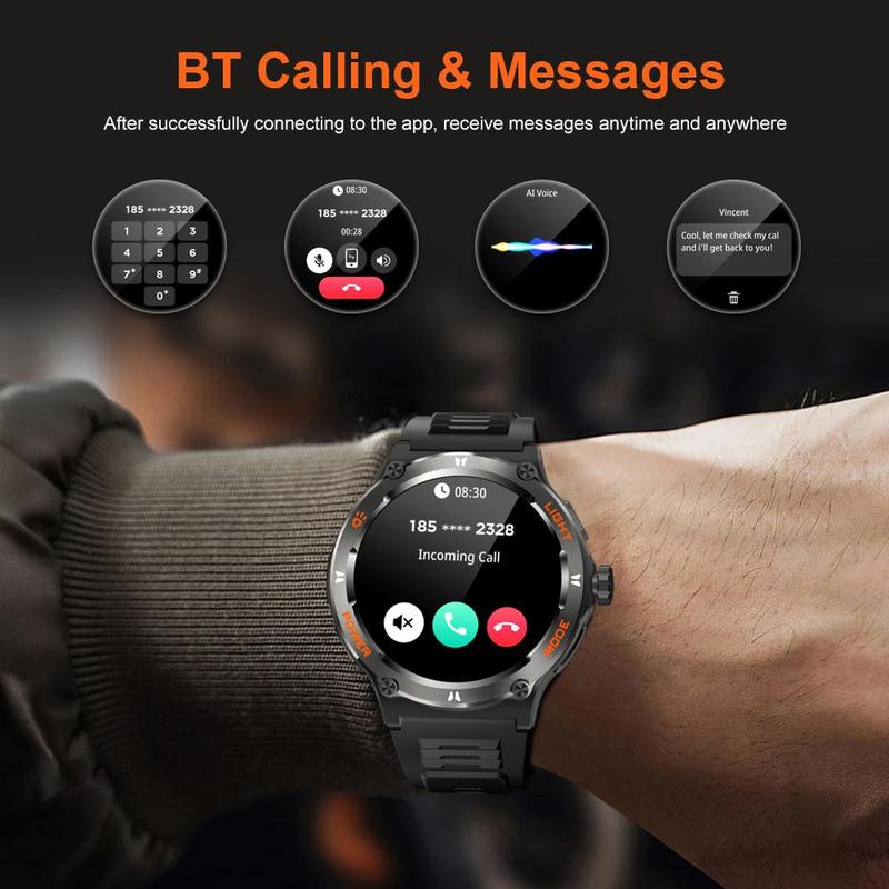 1.53 Inch Multifunctional Smart Watch, Fashion Digital Watch with Compass & Flashlight, Sports Fitness Tracker Smartwatch for Android iOS