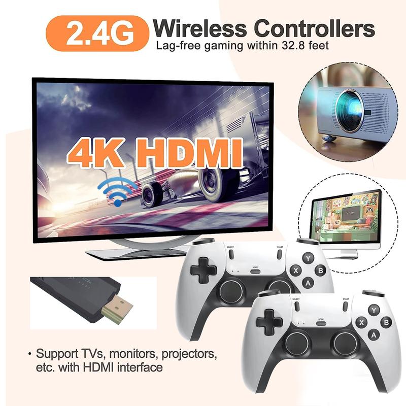 40000+ Wireless Retro Game Console,Retro Game Stick,Retro Game Console,revisit Classic Games Stick, Plug and Play Video Games Stick, HD HDMI Output TV Game Stick, Dual Gaming Controllers