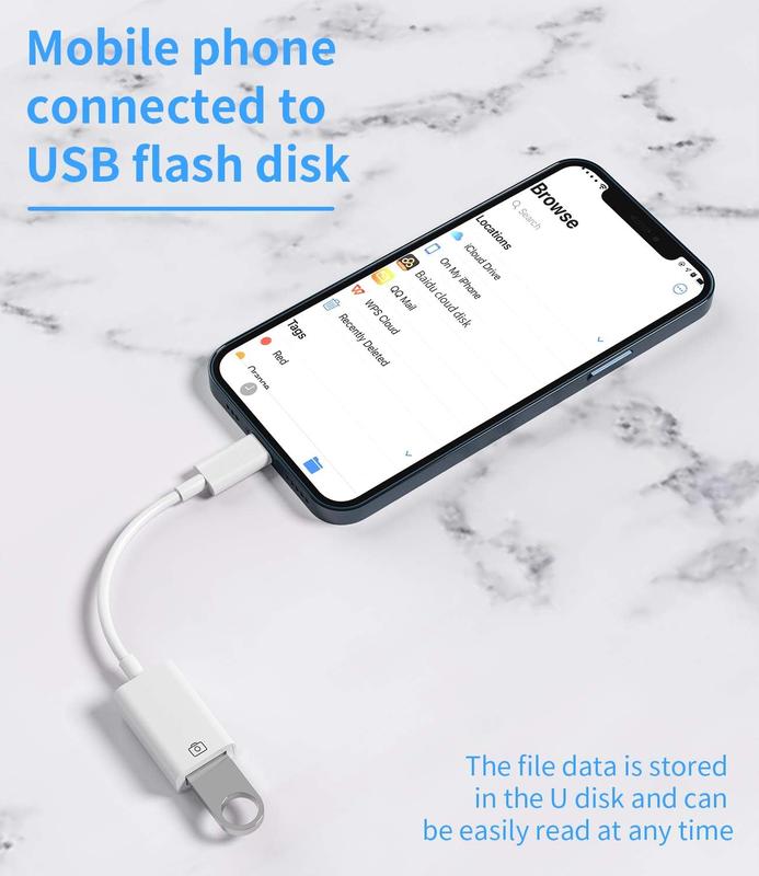 Lightning Male to USB Female Adapter OTG Data Sync  Compatible with Iphone13 11 12pro Max Mini XR X XS 8 7 SE Plus for Ipad Air,Camera,3.0 Mouse,Keyboard,Hub,Midi Port Adaptador Connector