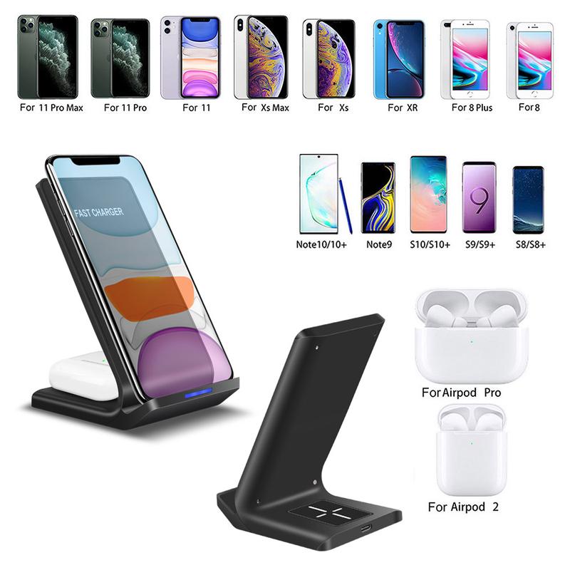 PDKUAI 15W 2 in 1 Wireless Charger Fasts Charging Dock Stand for iPhone 15 14 13 12 11 XS XR 8Plus AirPods Pro,Samsung Galaxy Note,Galaxy Buds