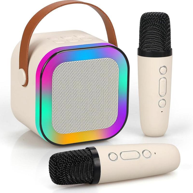 Fall Portable Wireless Karaoke Speaker with Microphone, KTV Speaker Subwoofer with RB Colorful LED Lights, Karaoke Machine Sound System for Outdoor Portable Mini