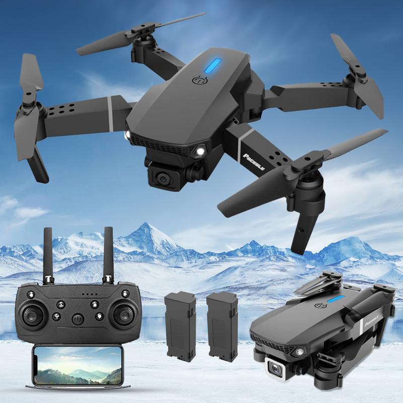 E88 Foldable Dual Camera Drone - Flight Stability, One Click Hover, Adjustable Angle, Route Planning - Ideal Gift for Beginners, Indoor Outdoor Fun, Dual Battery Set, Perfect Choice for Christmas, Halloween, and Thanksgiving