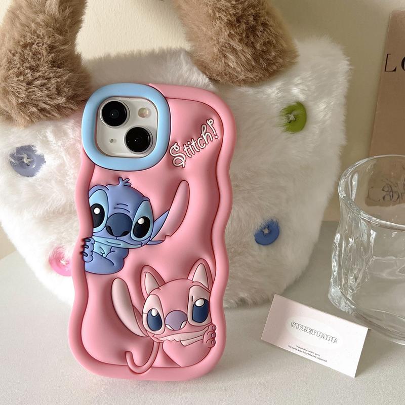 Cute Cartoon 3D Character Stitch Design iPhone Case for Girls Boys Women Teens Kawaii Unique Fun Cool Funny Silicone Soft Shockproof Cover