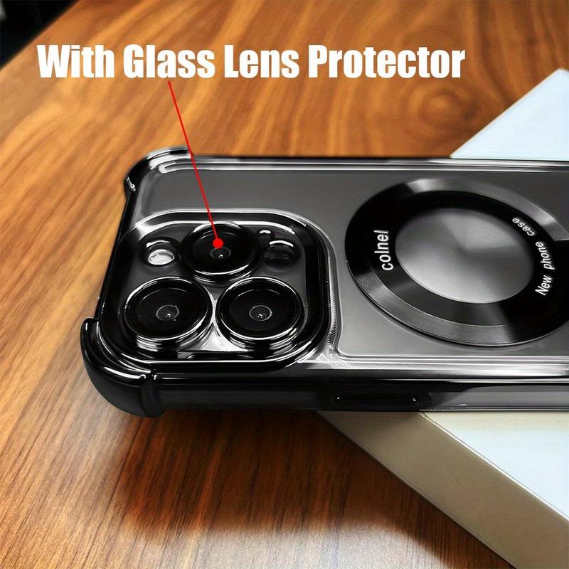 Electroplated Shockproof Clear Phone Cases with Lens Protector, 1 Count Anti-drop Phone Case for iPhone 15 Pro Max Case iPhone 14 Pro Max Case iPhone 11 Cases iPhone 14 Cases, Smartphone Protective Cover, Phone Accessories, Phones Case