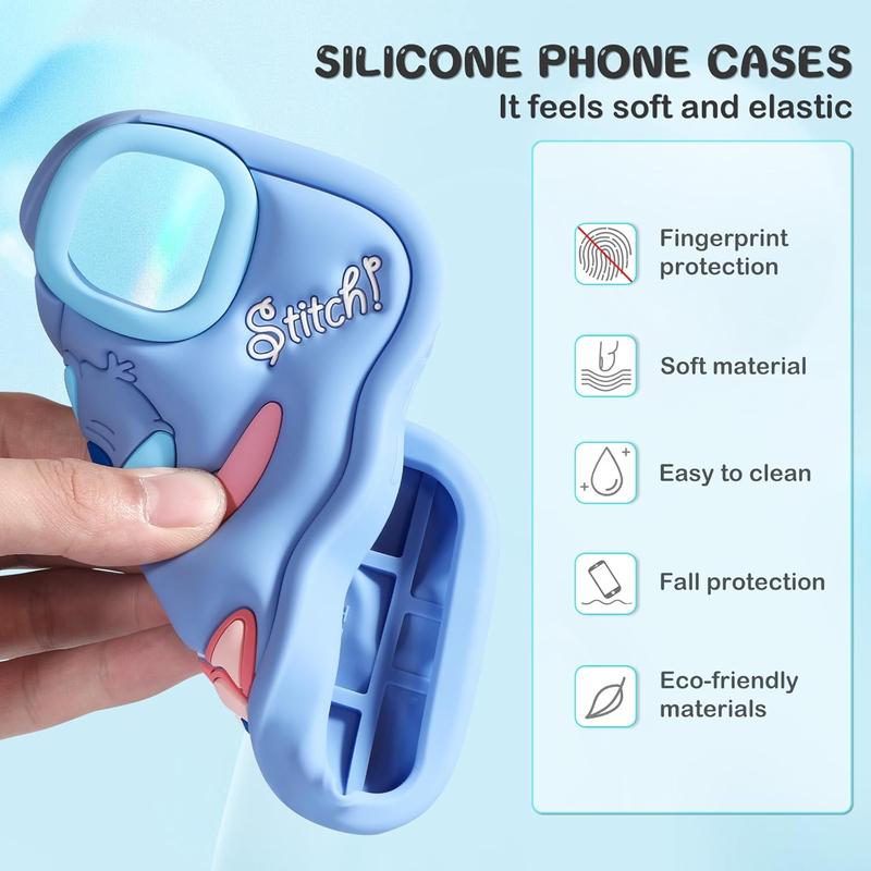 Cute Cartoon 3D Character Stitch Design iPhone Case for Girls Boys Women Teens Kawaii Unique Fun Cool Funny Silicone Soft Shockproof Cover