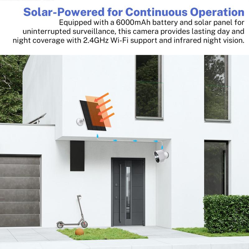 2.4GHz WiFi Wireless Solar Outdoor Camera Security, Two-way Audio Night Vision Security Solar CCTV Cameras, Cloud Storage Security System with AI Human Detection, PIR Detection Mini Camera with Accessories