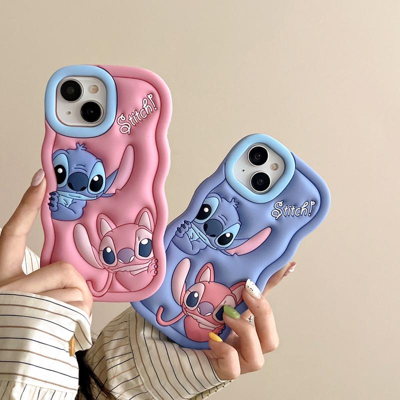 Cute Cartoon 3D Character Stitch Design iPhone Case for Girls Boys Women Teens Kawaii Unique Fun Cool Funny Silicone Soft Shockproof Cover