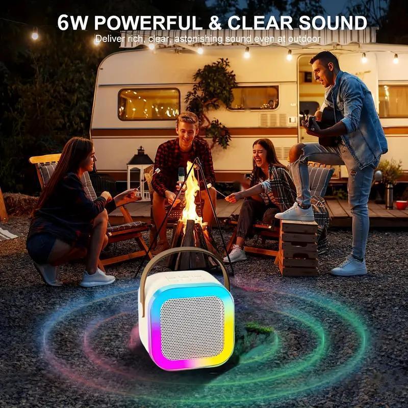 Fall Portable Wireless Karaoke Speaker with Microphone, KTV Speaker Subwoofer with RB Colorful LED Lights, Karaoke Machine Sound System for Outdoor Portable Mini