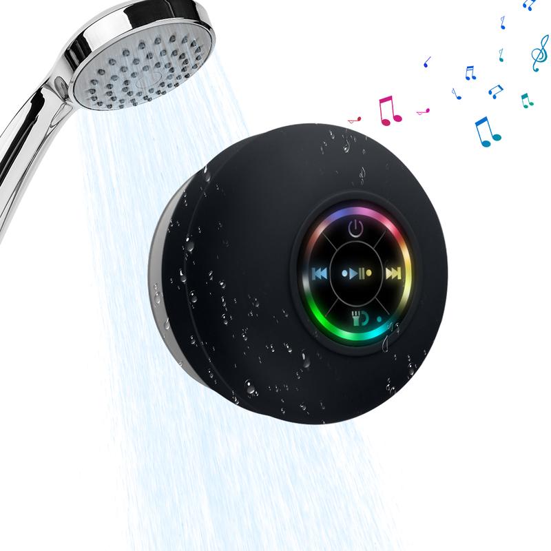 Portable Mini Wireless Speaker, Suction Cup Waterproof Shower Speaker with LED Light, USB Rechargeable Portable Wireless Bluetooth 5.0-compatible Speaker for Parties, Bathroom, Travel, Home And Outdoors,Halloween Thanksgiving Christmas New Year Gifts