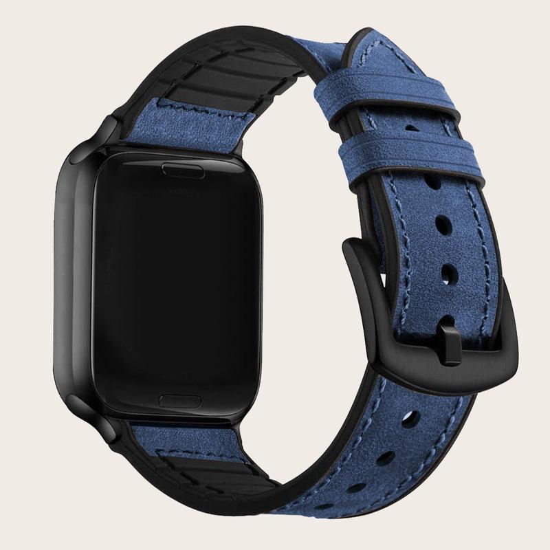 Vintage Style Leather Sport Strap, 1 Count Soft Silicone Hybrid Strap For Apple Watch Ultra SE 8 7 6 5 4 3 2 1 Series, Smartwatch Wristband For Men & Women