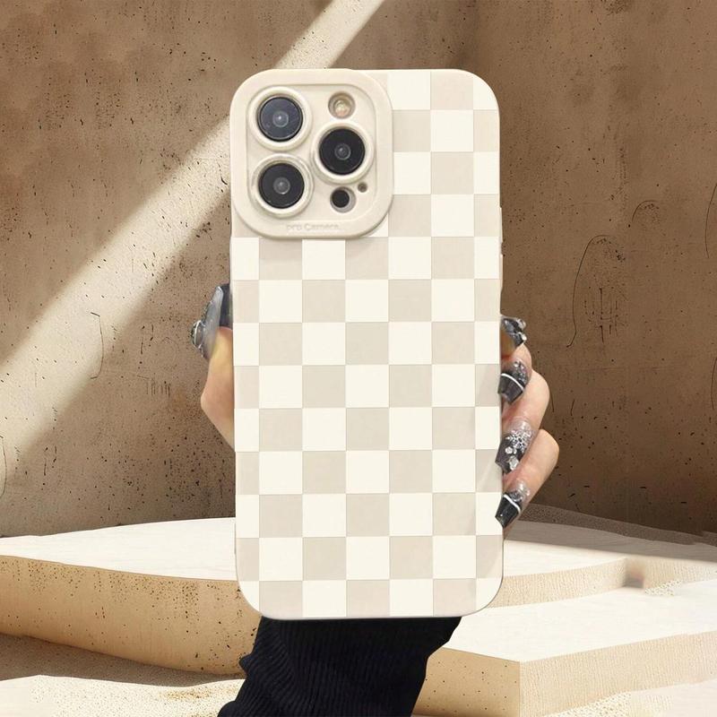 Fashion Checkerboard Pattern Phone Case, Full Body Shockproof Phone Protective Cover, Phone Accessory Compatible with iPhone 11 12 13 14 15 Series