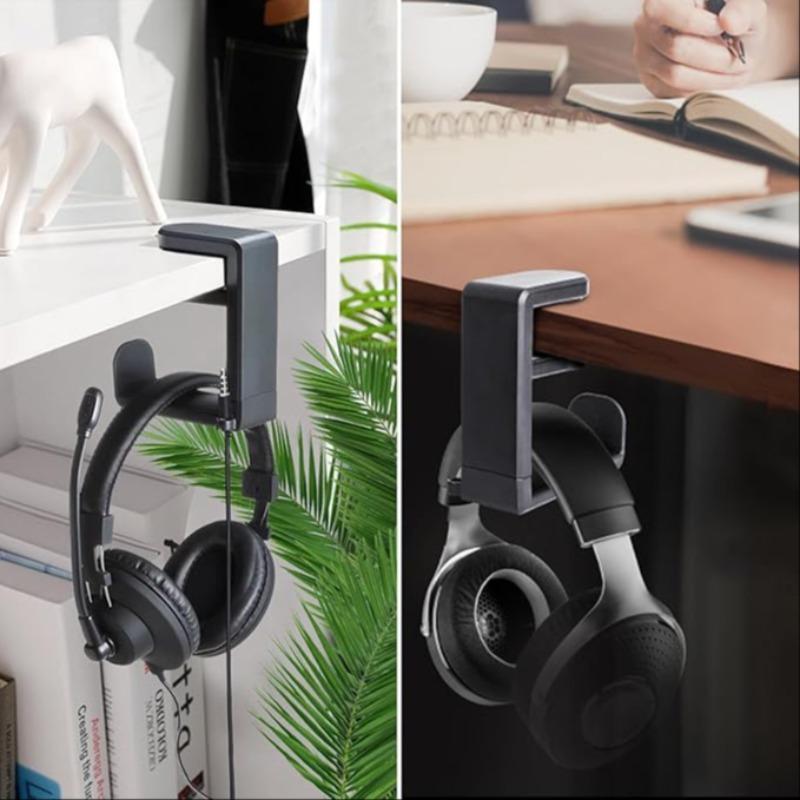 Under Desk Headphone Hook, 1 Count Adjustable Rotatable Headphone Holder, Desktop Headphone Stand, Home Organizer for Headphone