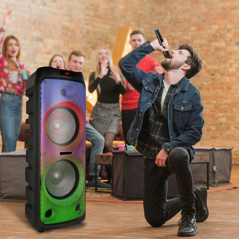 5100W Portable Loud Party Bluetooth Speaker Wireless Big Speaker With Two Microphone Dual 12