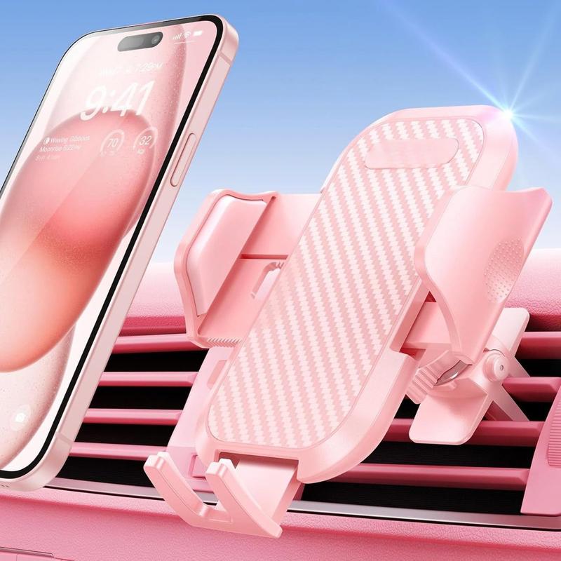 Pink Phone Holder for Your Car [ Sturdy & Secure ] Air Vent Phone Mount for Car Hands Free Easy Clamp Cradle in Vehicle for iPhone Samsung Android Smartphone, Pink Car Accessories