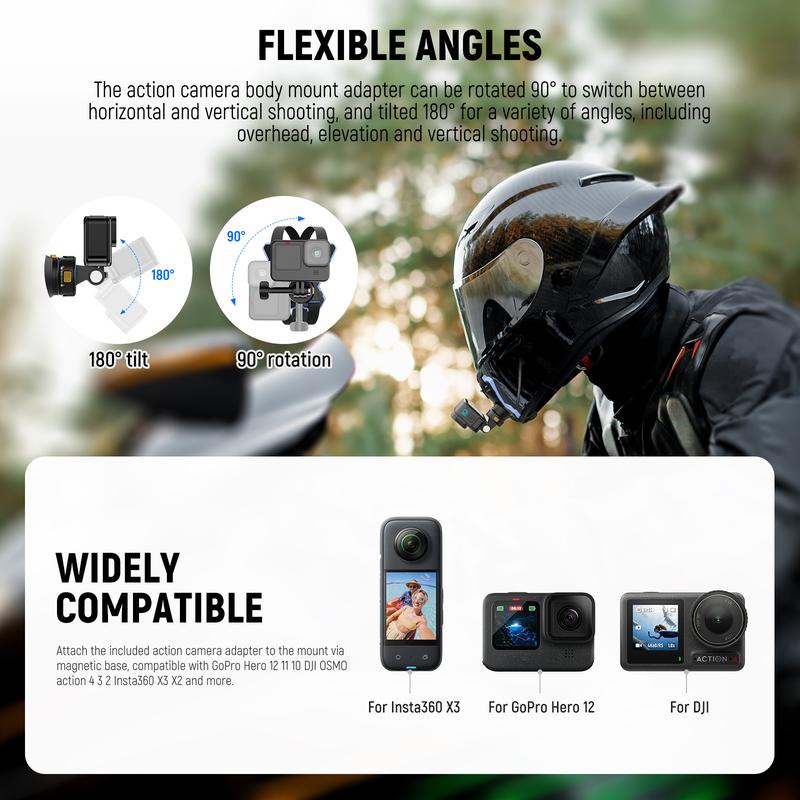 NEEWER GP19 Motorcycle Helmet Chin Strap Mount for Action Camera