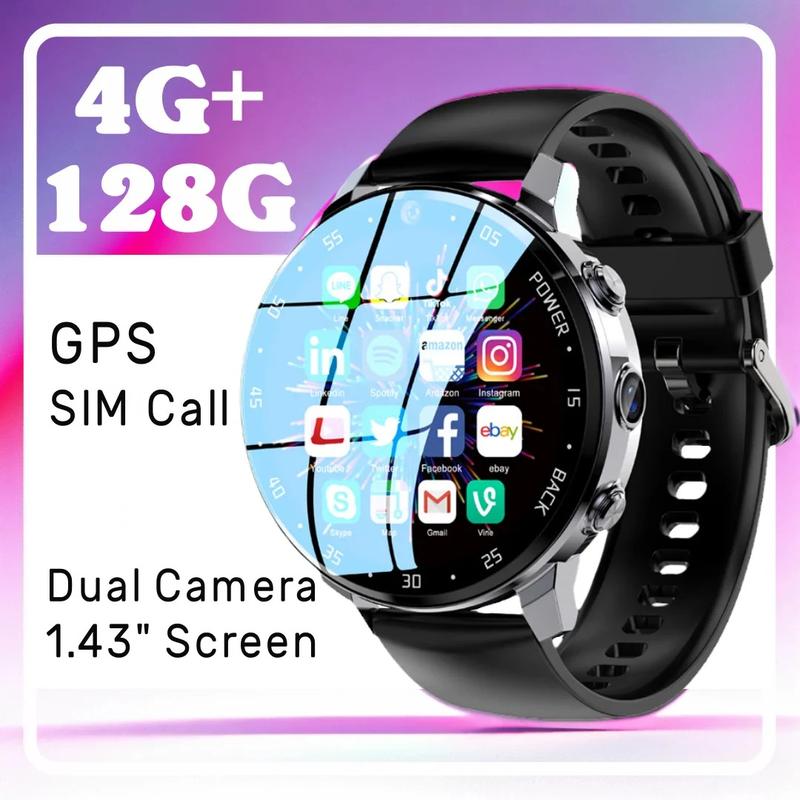 4G NEW Global Android Smartwatch Men Dual HD Camera Smart Watch Full Touch Screen Heartrate Waterproof 64G SIM Call smartwatches