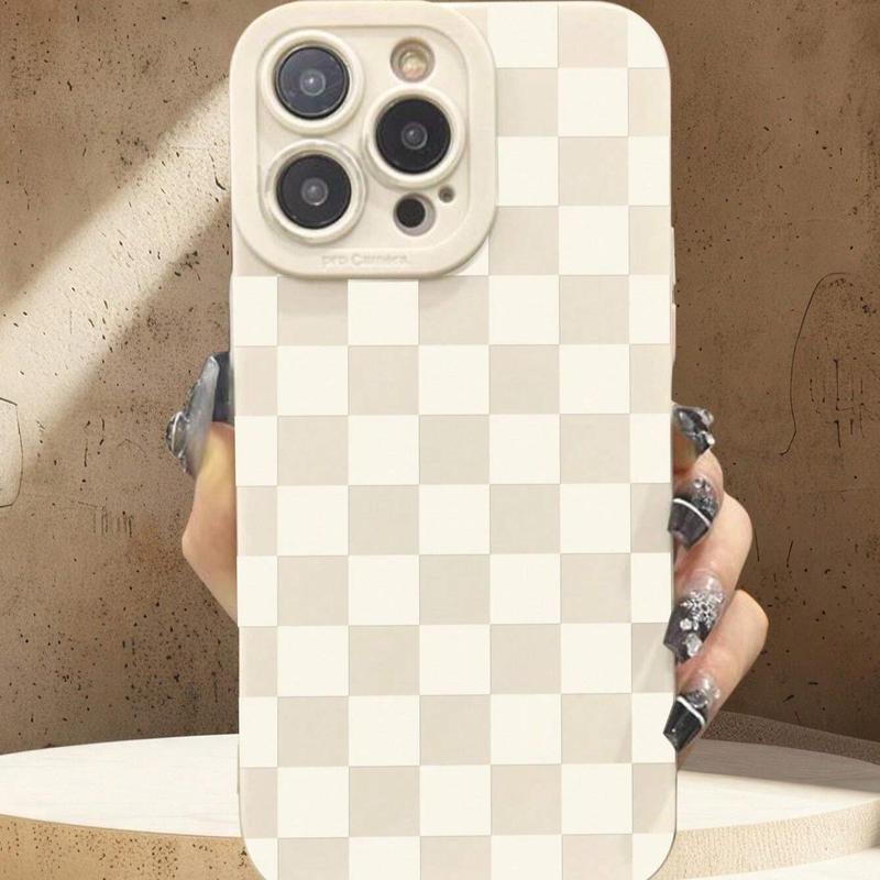 Fashion Checkerboard Pattern Phone Case, Full Body Shockproof Phone Protective Cover, Phone Accessory Compatible with iPhone 11 12 13 14 15 Series