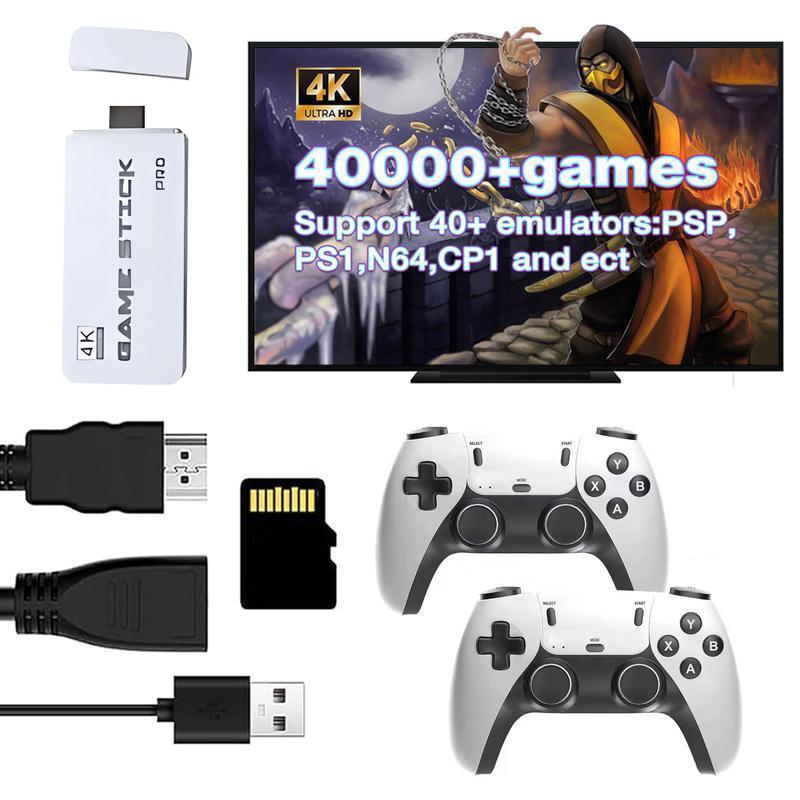 4K wireless retro game console, 4K HDMI output, enjoy 40+ classic emulators and 40,000+ games, equipped with 2.4G wireless controller accessories