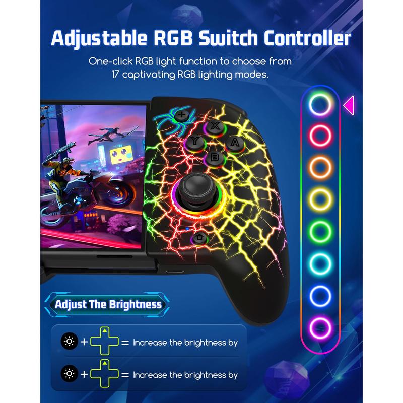 ESYWEN  Wireless Switch Switch OLED RGB Hall Effect Joystick with Stores game cards, Programming, Battery and Turbo Accessories Console